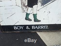 C1950-60 ENGLISH pub sign BOY & BARREL double sided metal frame & plate on wood