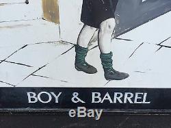 C1950-60 ENGLISH pub sign BOY & BARREL double sided metal frame & plate on wood