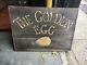 C1960-70 Wooden Double Sided The Golden Egg Sign Hand Carved 36 X 27 Thrift Shop