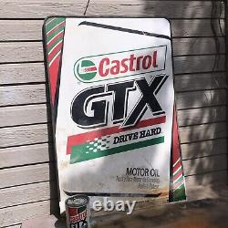 CASTROL GTX SIGN Motor Oil Genuine Vintage Tin Metal Double Sided Great Color