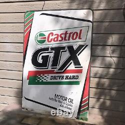 CASTROL GTX SIGN Motor Oil Genuine Vintage Tin Metal Double Sided Great Color