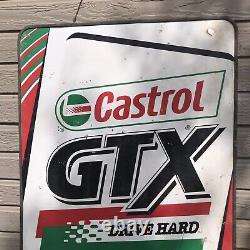 CASTROL GTX SIGN Motor Oil Genuine Vintage Tin Metal Double Sided Great Color