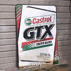 CASTROL GTX SIGN Motor Oil Genuine Vintage Tin Metal Double Sided Great Color