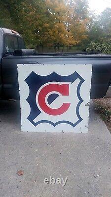 CHAMPLAIN OIL Double Sided Large Porcelain Sign 48x48 Canadian