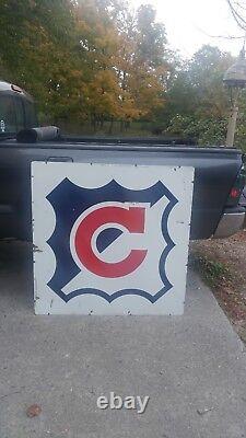 CHAMPLAIN OIL Double Sided Large Porcelain Sign 48x48 Canadian