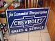 Chevrolet Porcelain 28 X 40 1930's 40s Double Sided Chevy Auto Dealer Sign