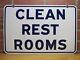 Clean Rest Rooms Old Double Sided Porcelain Gulf Gas Station Repair Shop Ad Sign