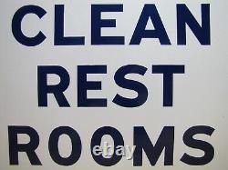 CLEAN REST ROOMS Old Double Sided Porcelain GULF Gas Station Repair Shop Ad Sign