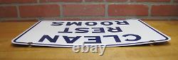 CLEAN REST ROOMS Old Double Sided Porcelain GULF Gas Station Repair Shop Ad Sign