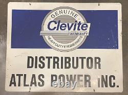 CLEVITE SIGN, VINTAGE AUTOMOTIVE ADVERTISING, ATLAS POWER, DOUBLE SIDED, 28x22 LARGE