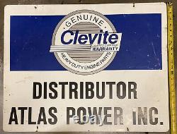 CLEVITE SIGN, VINTAGE AUTOMOTIVE ADVERTISING, ATLAS POWER, DOUBLE SIDED, 28x22 LARGE