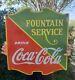 Coca Cola Fountain Service Porcelain Sign (dated 1933) Double Sided 22 1/2x25
