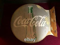 COCA-COLA Flange outside store Sign Double Sided Original Patina