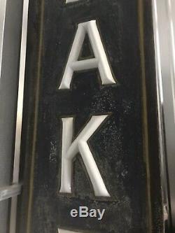 C. 1920 Double Sided Opal Glass Letters Lighted Bakery Sign Porcelain Sockets