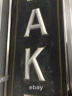 C. 1920 Double Sided Opal Glass Letters Lighted Bakery Sign Porcelain Sockets