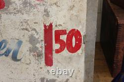 C. 1950s Vtg Hair Dresser Cut Barber Double Sided Advertising Metal Sign Trade