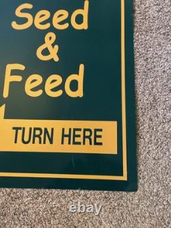 Canal Seed & Feed with arrows double sided vintage Portage Wis 37 x 24'' sign