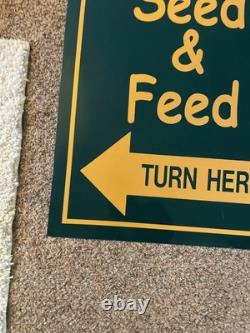 Canal Seed & Feed with arrows double sided vintage Portage Wis 37 x 24'' sign