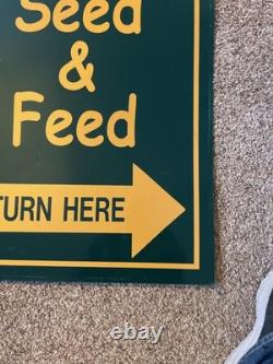 Canal Seed & Feed with arrows double sided vintage Portage Wis 37 x 24'' sign
