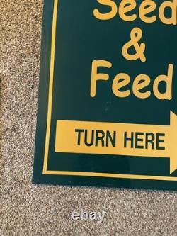 Canal Seed & Feed with arrows double sided vintage Portage Wis 37 x 24'' sign