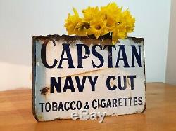 Capstan Cigarettes Double Sided Enamel Flange Sign Tobacco Wills rare old