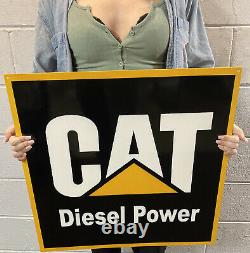 Cat Diesel Power Double Sided Metal Sign Machinery Factory Plant Gas Oil