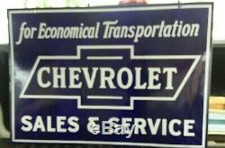 Chevrolet Dealer Porcelain Sign Late 1920s super rare condition double sided