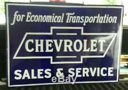 Chevrolet Dealer Porcelain Sign Late 1920s super rare condition double sided