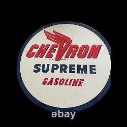 Chevron Supreme Gasoline Large Heavy Double Sided Porcelain Sign (24 Inch)