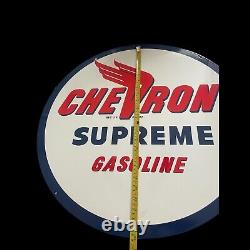 Chevron Supreme Gasoline Large Heavy Double Sided Porcelain Sign (24 Inch)