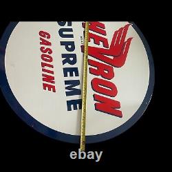 Chevron Supreme Gasoline Large Heavy Double Sided Porcelain Sign (24 Inch)