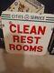 Cities Service Clean Rest Rooms Porcelain Sign Double Sided