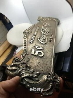 Coca-Cola 5 Cent Cash Register Topper Sign Double Sided Ornate