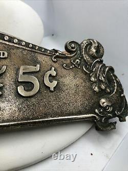 Coca-Cola 5 Cent Cash Register Topper Sign Double Sided Ornate