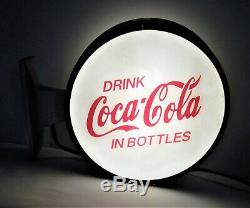 Coca Cola Double Sided Lighted Convex Glass Flange Sign VERY NICE 12 Lenses