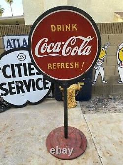 Coca Cola Lollipop Sign 1939 Double Sided-All Original WithOriginal Stand Wow