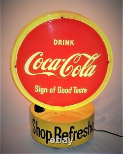 Coca Cola Original Rotating Lighted Double Sided Halo Advertising Sign-VERY NICE