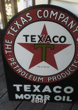 Collectable double sided porcelain Texaco Motor Oil flange