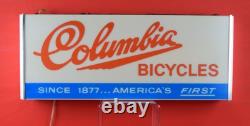 Columbia Bicycles Plastic Double Sided Lighted Cabinet Sign