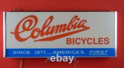 Columbia Bicycles Plastic Double Sided Lighted Cabinet Sign