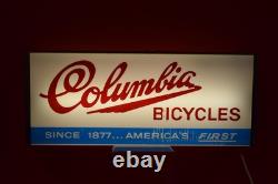 Columbia Bicycles Plastic Double Sided Lighted Cabinet Sign