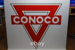 Conoco Die Cut Big Heavy-duty Triangular Double Side Steel Enamel Sign 36 X 38