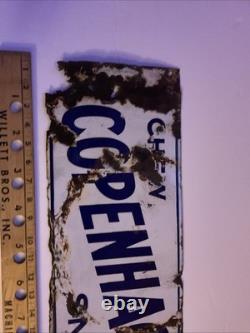 Copenhagen Snuff Vintage Porcelain Over Metal Sign Double Sided