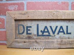 DE LAVAL MILKER Original Old Double Sided Tin Metal Sign in Wooden Frame Farm Ad