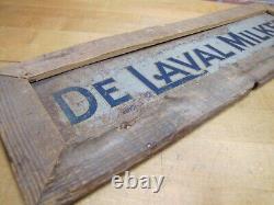 DE LAVAL MILKER Original Old Double Sided Tin Metal Sign in Wooden Frame Farm Ad