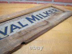 DE LAVAL MILKER Original Old Double Sided Tin Metal Sign in Wooden Frame Farm Ad