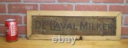 DE LAVAL MILKER Original Old Double Sided Tin Metal Sign in Wooden Frame Farm Ad