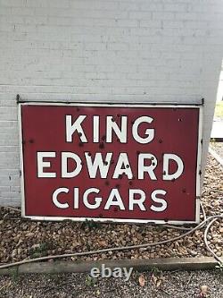 DOUBLE SIDED KING EDWARD CIGARS ORIGINAL PORCELAIN SIGN 46 x 70 COLLECTIBLE