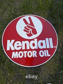 DOUBLE-SIDED Vintage Kendall Motor Oil Metal Sign Gas Service Station Oil 23