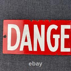 Dangerous Safety Old Porcelain Sign Double Sided Red White Industrial Explosives